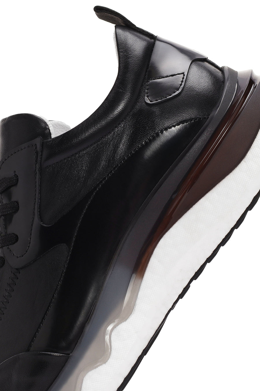 Men's Black Lace-up Leather Sneaker