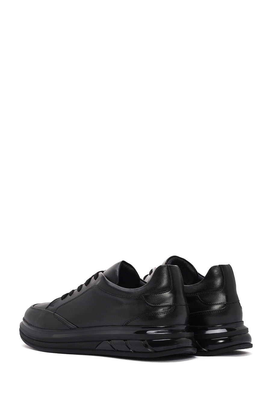 Men's Black Lace-up Leather Sneaker