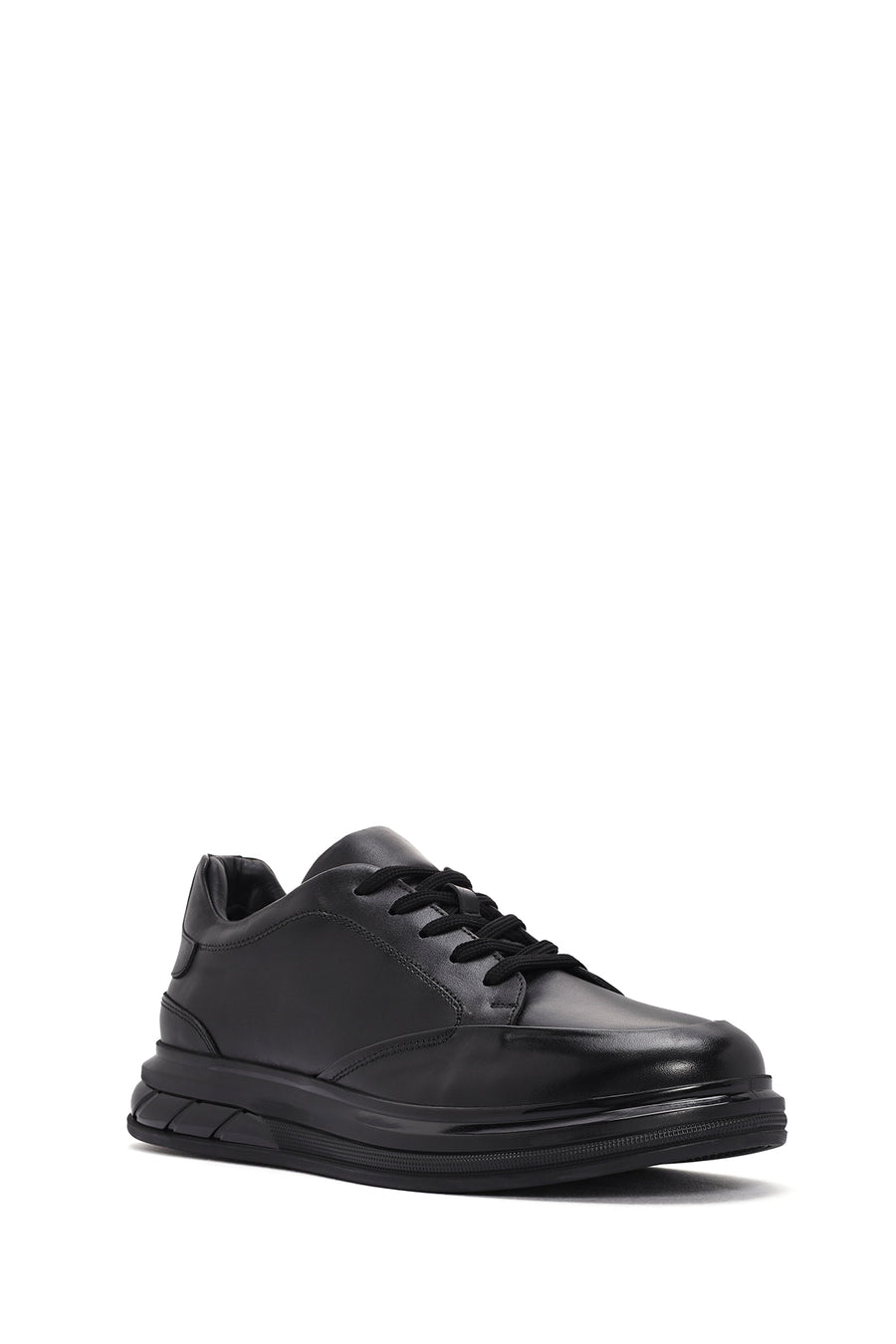 Men's Black Lace-up Leather Sneaker