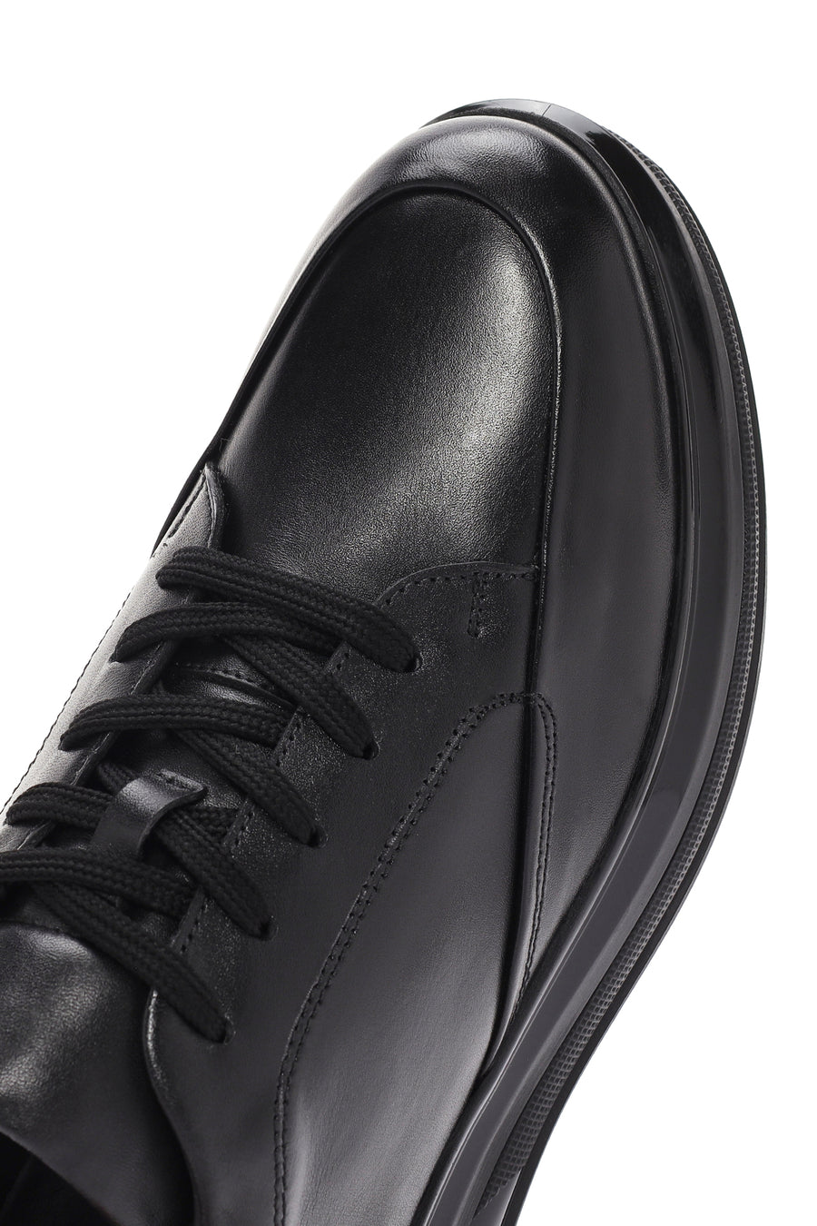 Men's Black Lace-up Leather Sneaker