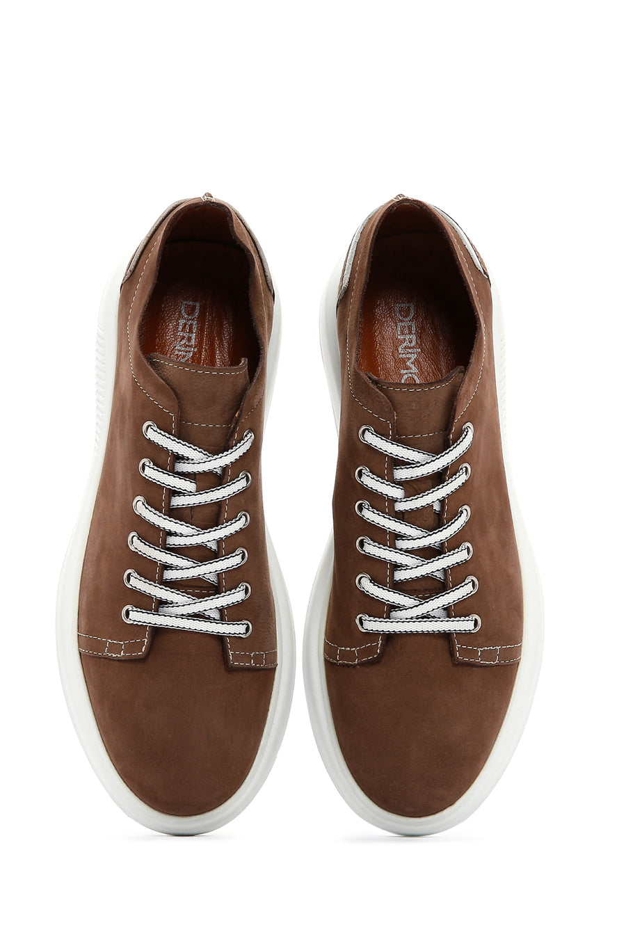 Erkek Vizon Bağcıklı Süet Deri Sneaker