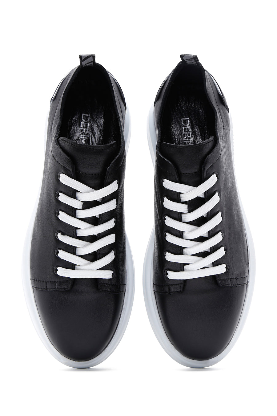 Erkek Siyah Bağcıklı Deri Sneaker