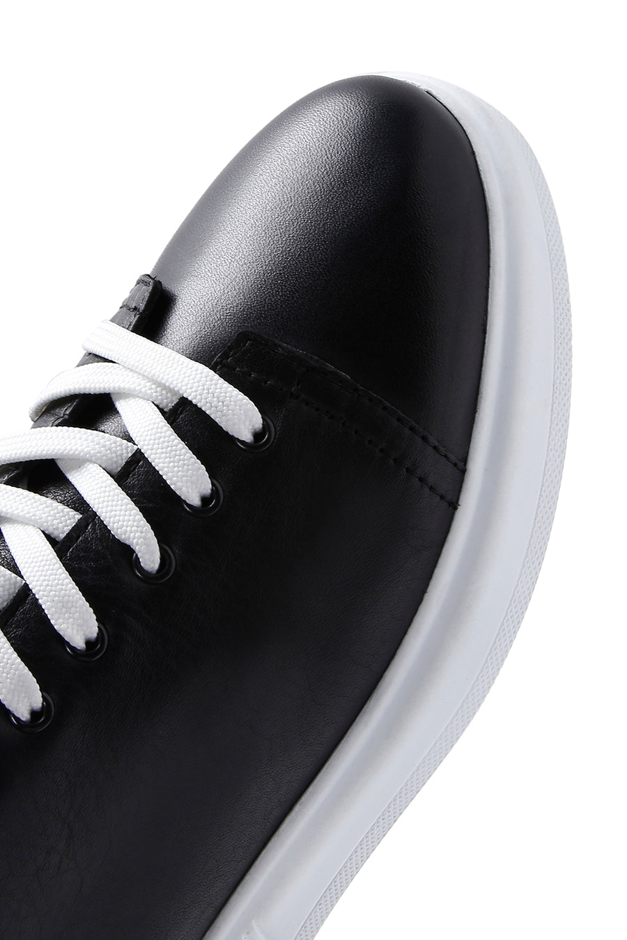 Erkek Siyah Bağcıklı Deri Sneaker