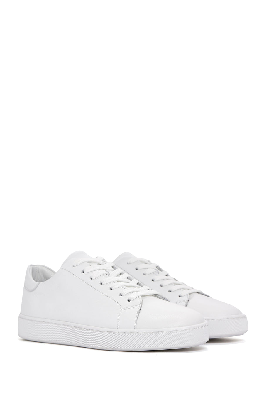 Men's White Lace-Up Leather Sneaker
