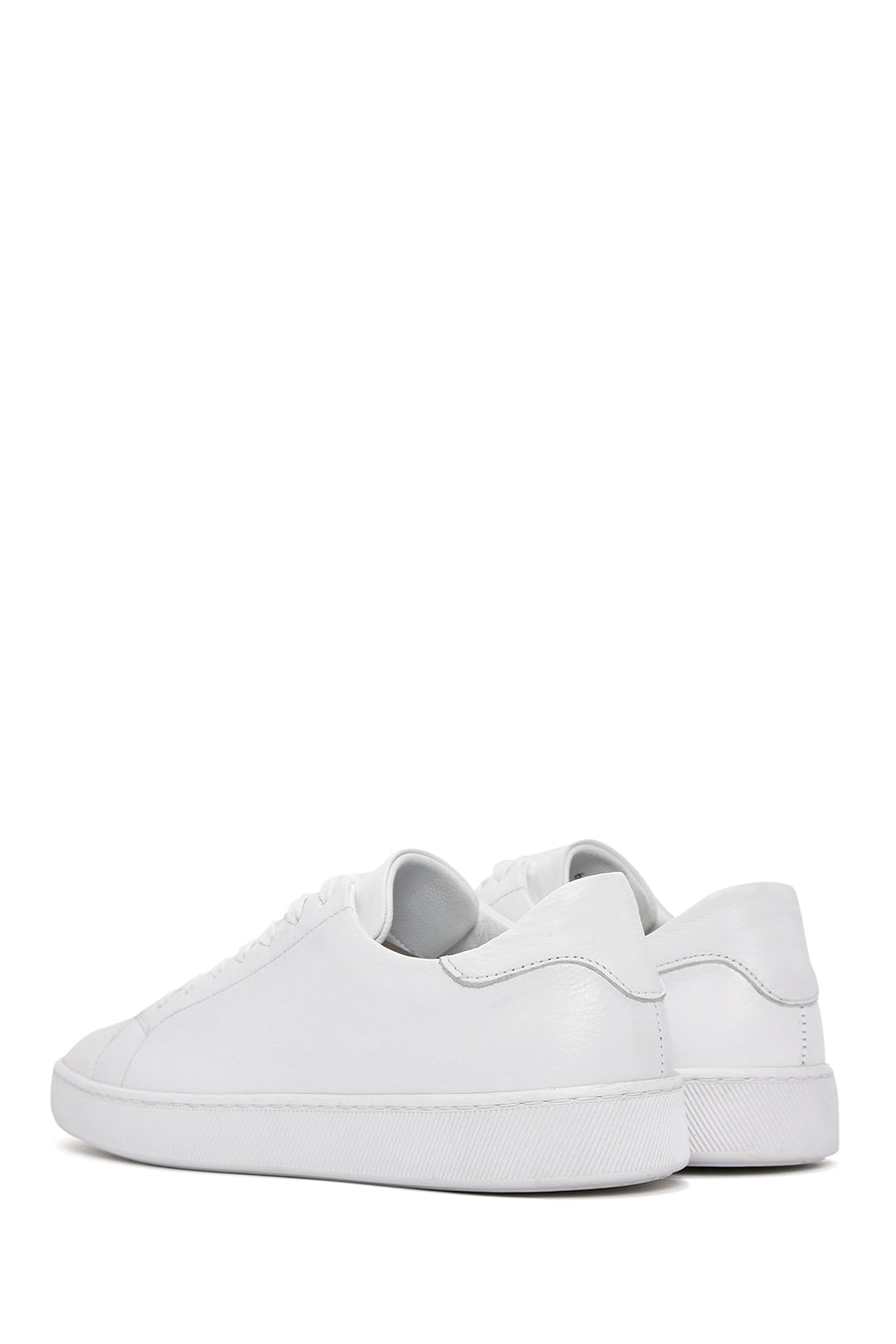 Men's White Lace-Up Leather Sneaker