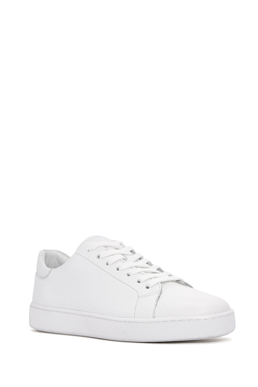 Men's White Lace-Up Leather Sneaker