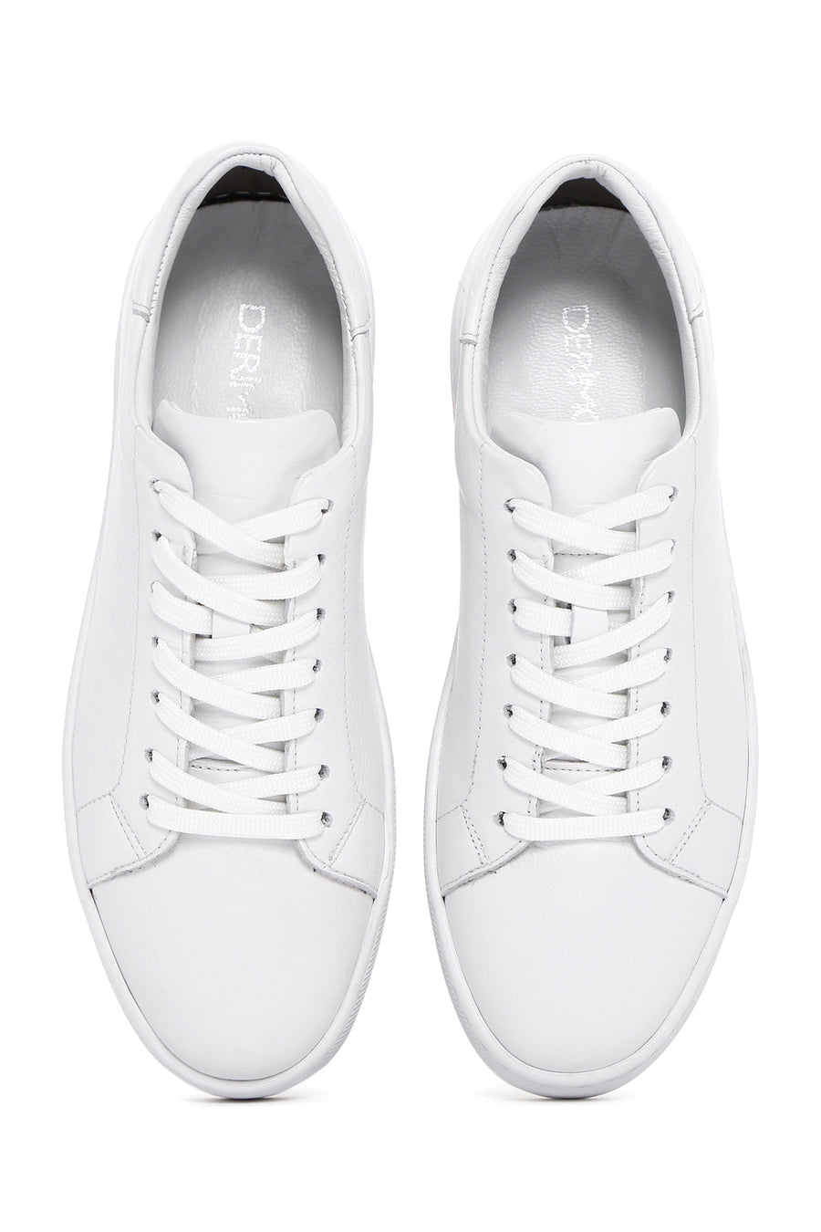 Men's White Lace-Up Leather Sneaker
