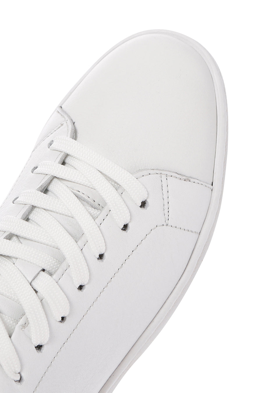Men's White Lace-Up Leather Sneaker