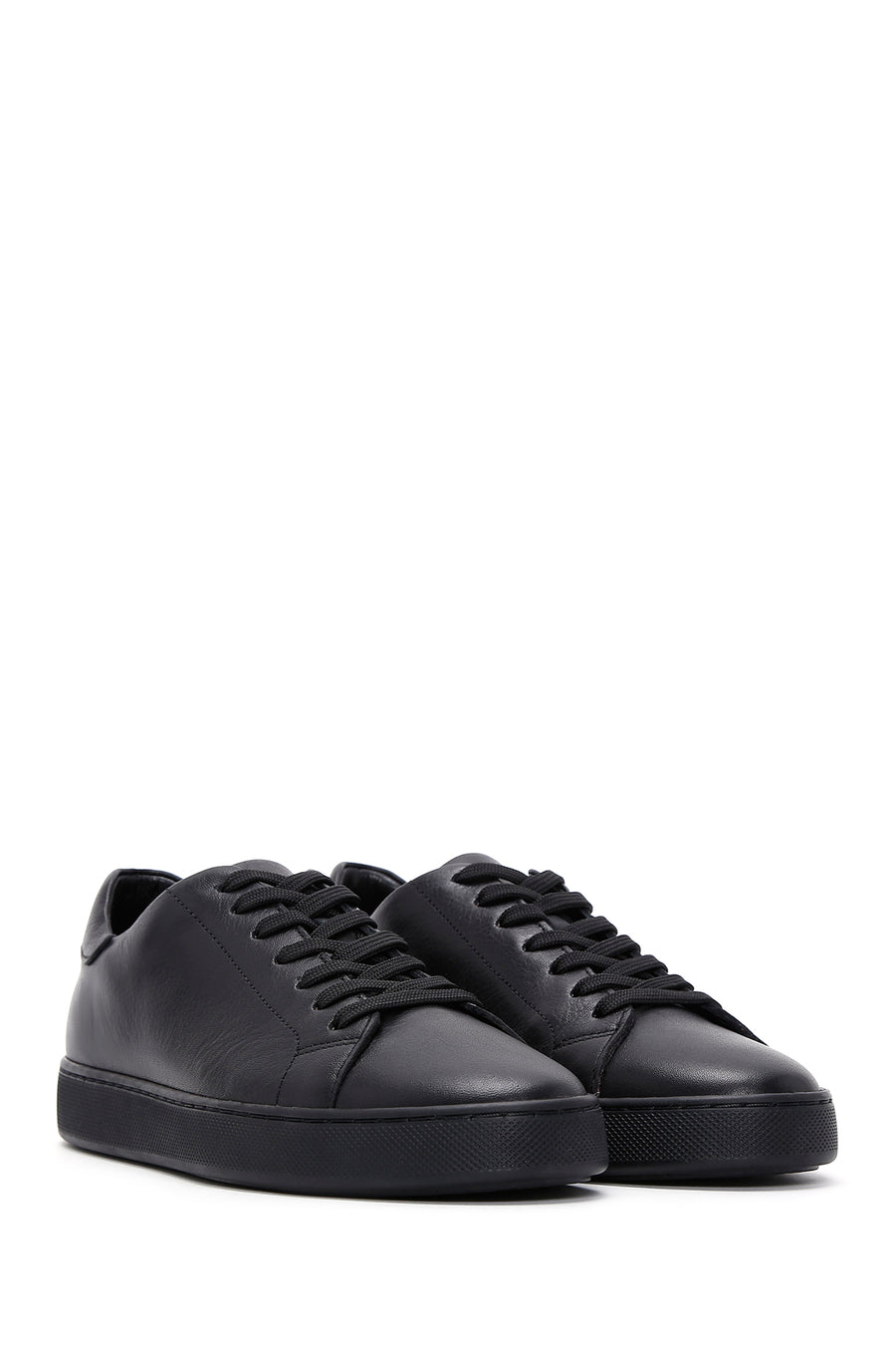 Men's Black Lace-up Leather Sneaker