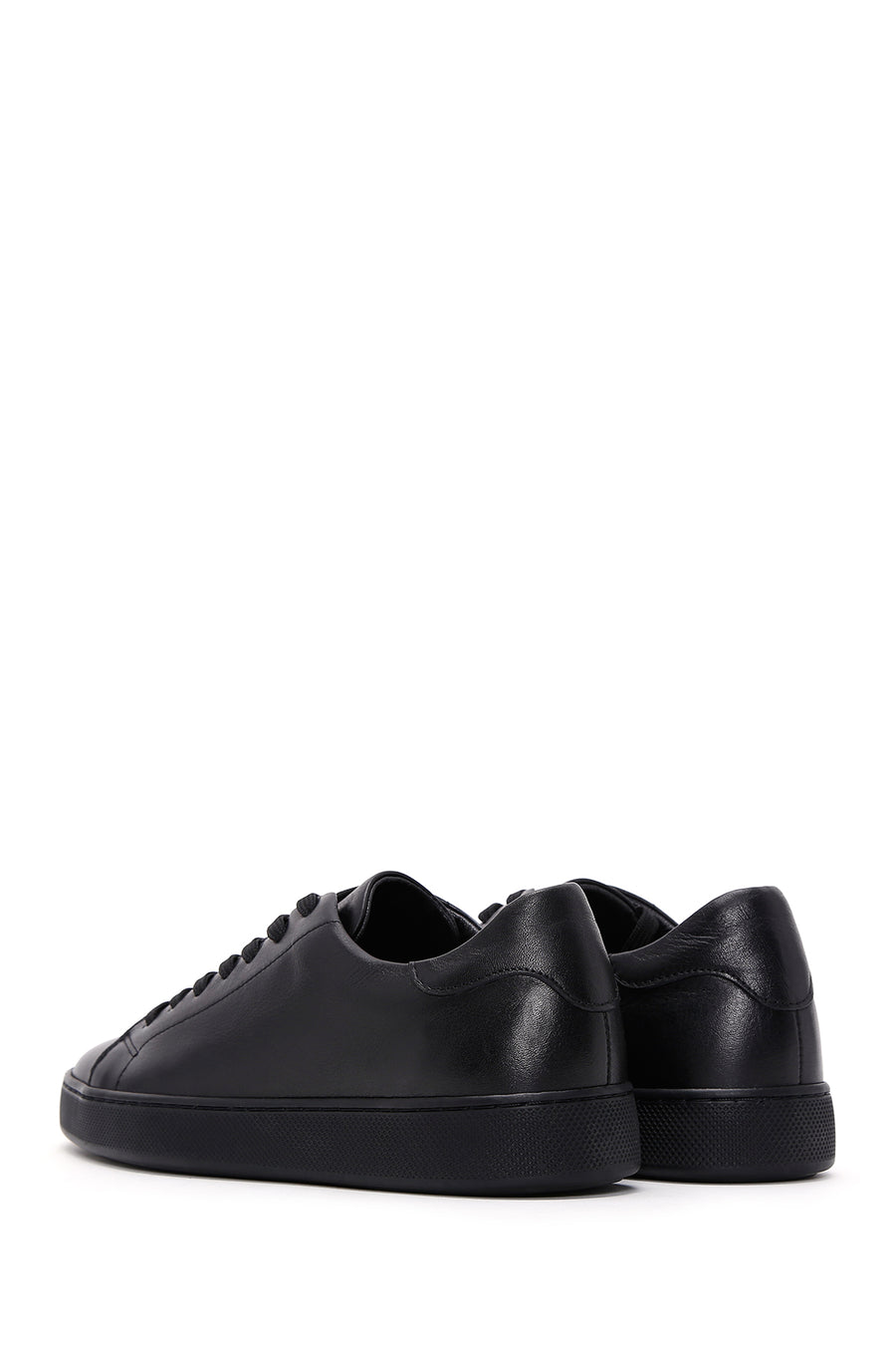 Men's Black Lace-up Leather Sneaker