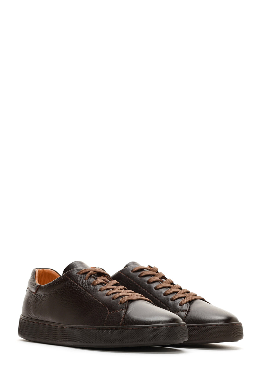 Men's Brown Lace-Up Leather Sneaker
