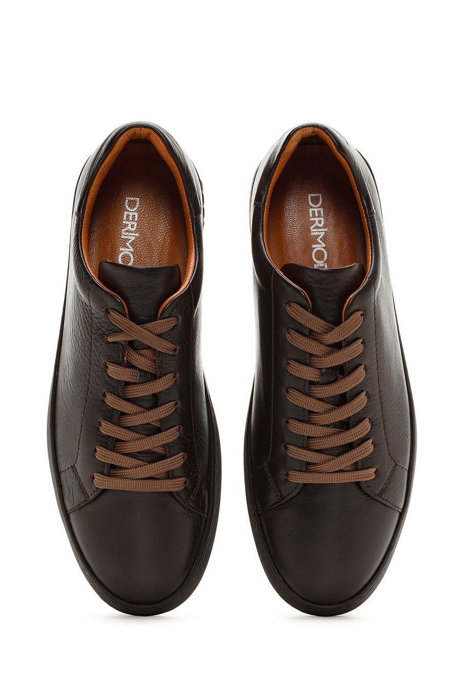 Men's Brown Lace-Up Leather Sneaker