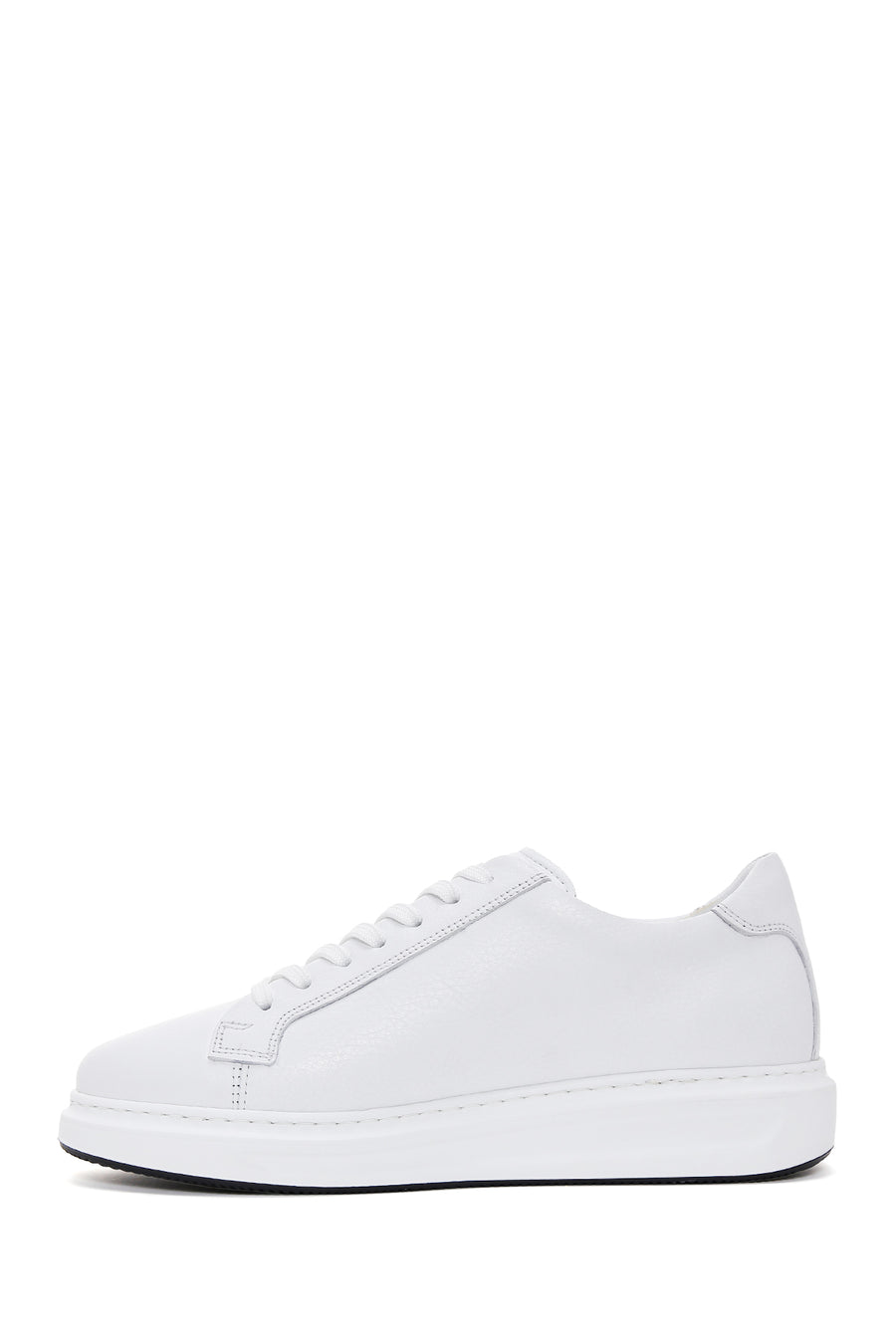 Men's White Lace-up Leather Sneaker