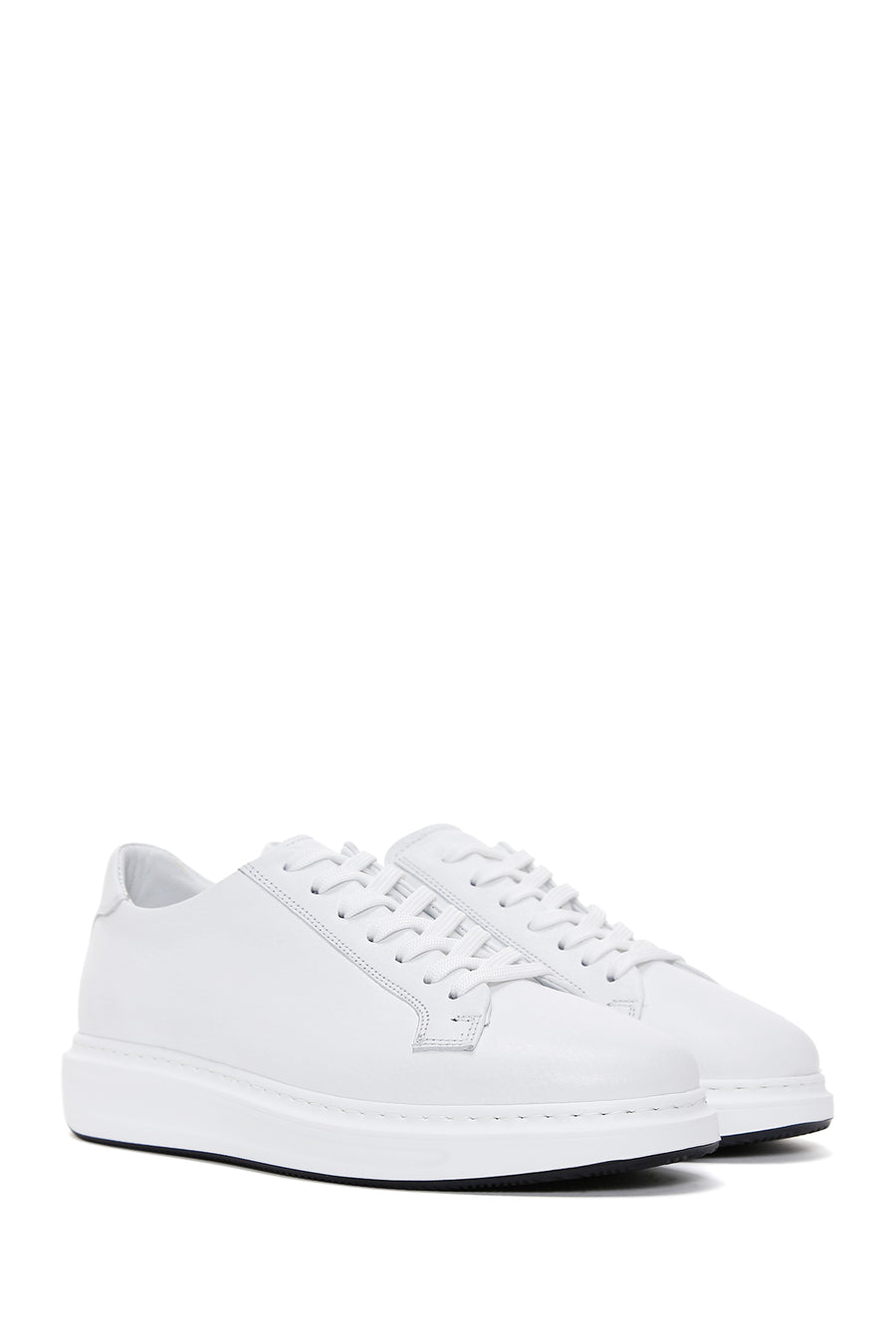Men's White Lace-up Leather Sneaker
