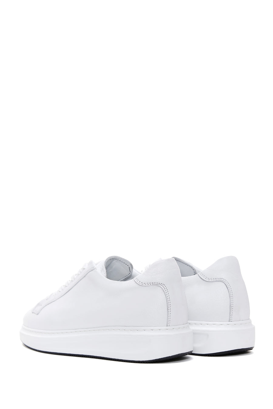 Men's White Lace-up Leather Sneaker