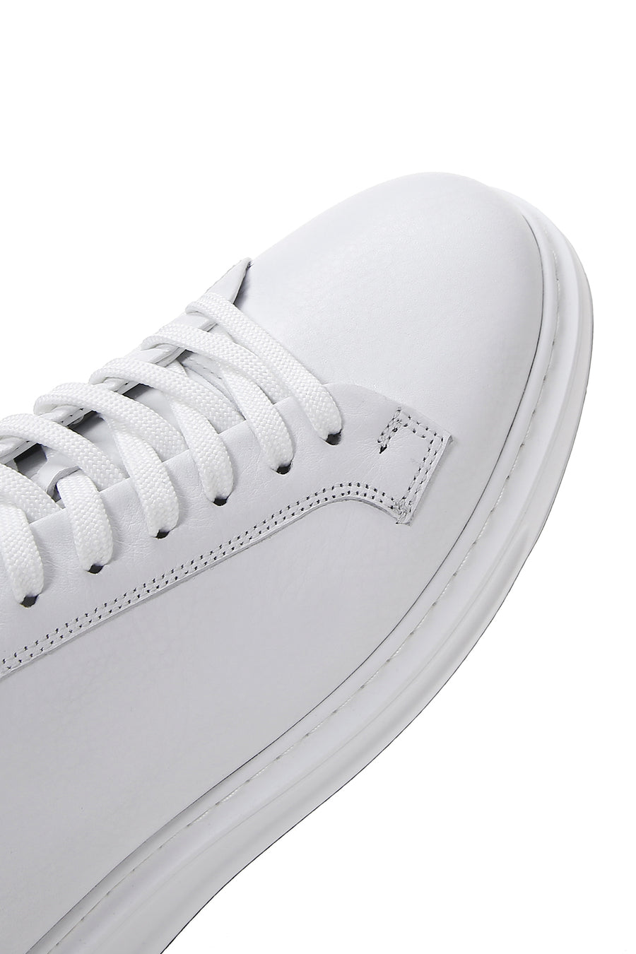 Men's White Lace-up Leather Sneaker