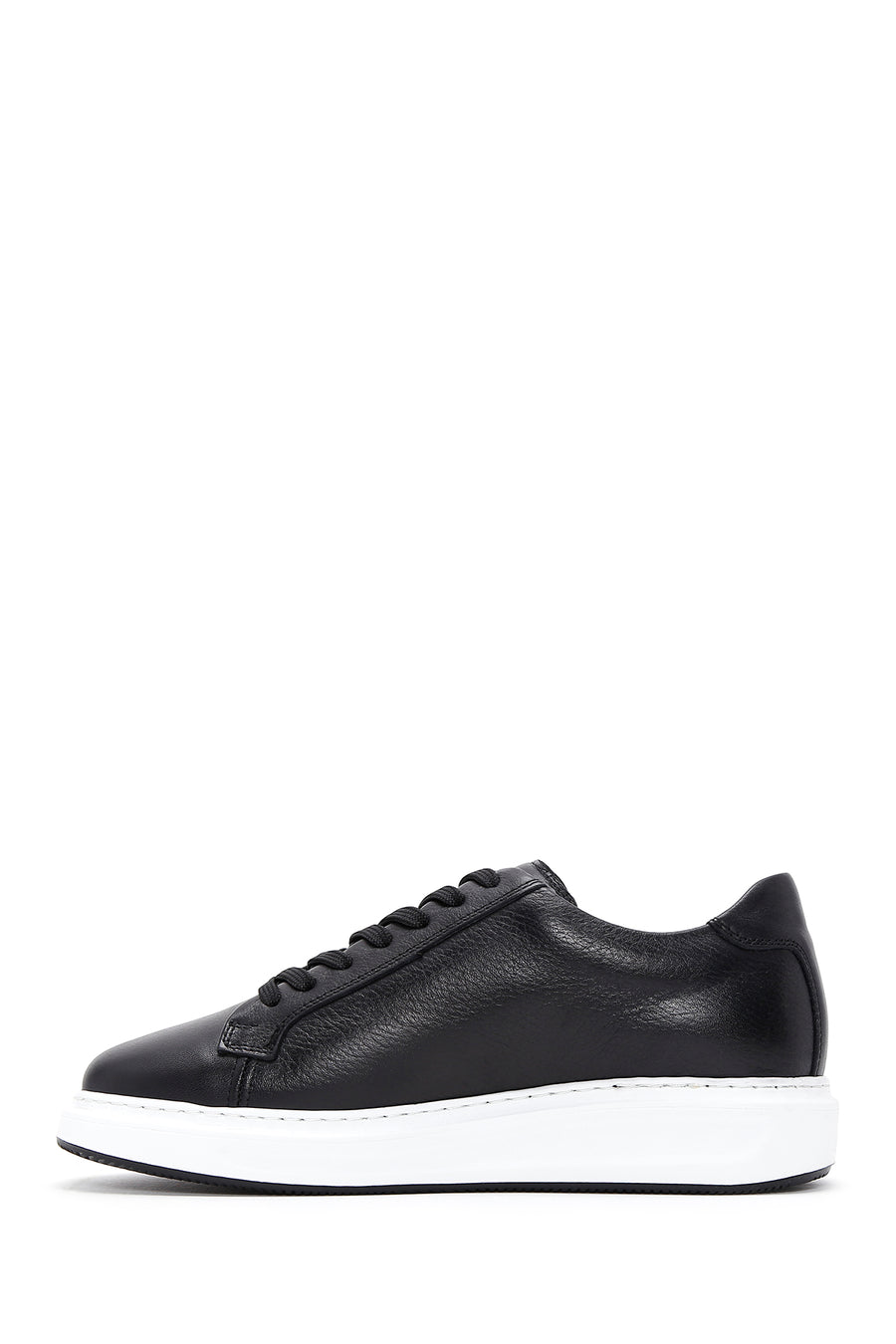 Men's Black Lace-up Leather Sneaker