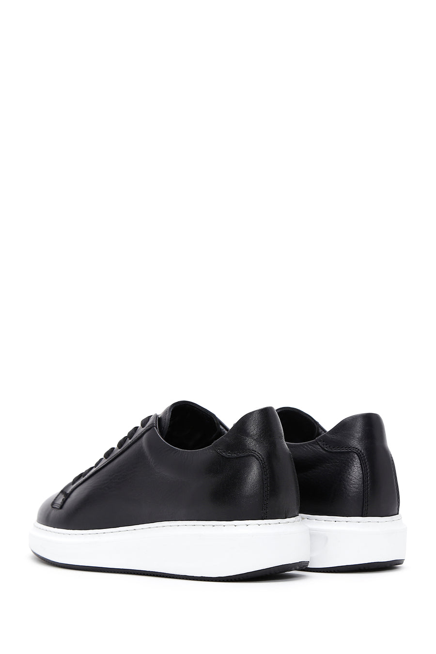 Men's Black Lace-up Leather Sneaker