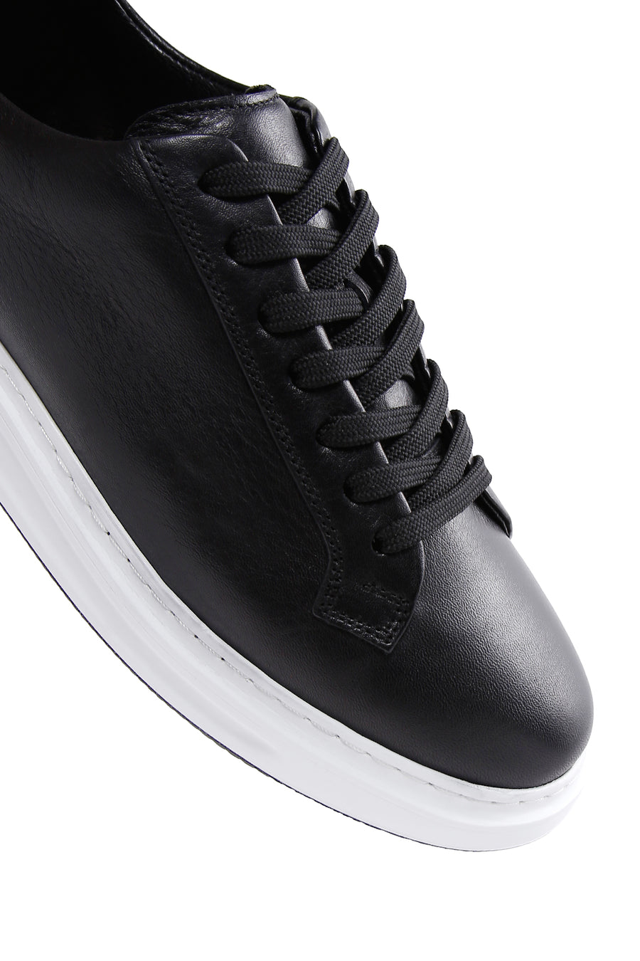 Men's Black Lace-up Leather Sneaker