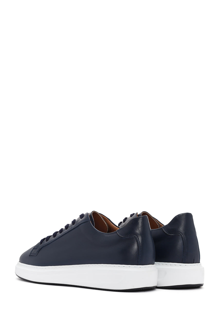 Men's Navy Blue Lace-Up Leather Sneaker