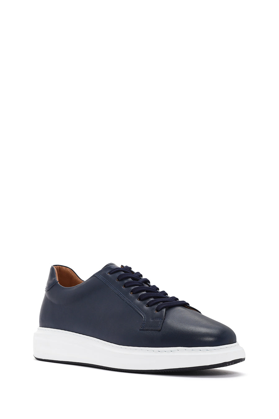 Men's Navy Blue Lace-Up Leather Sneaker