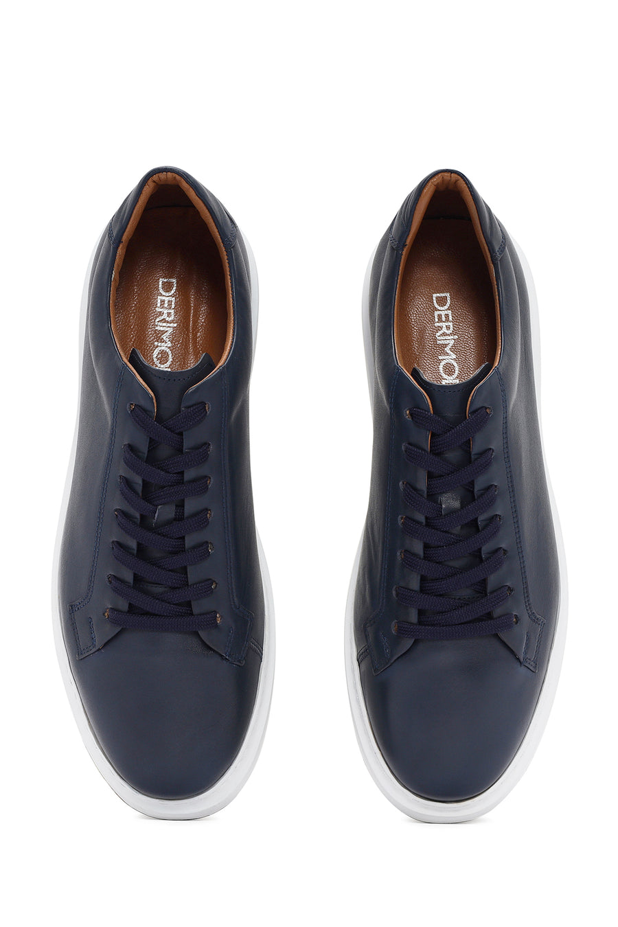 Men's Navy Blue Lace-Up Leather Sneaker