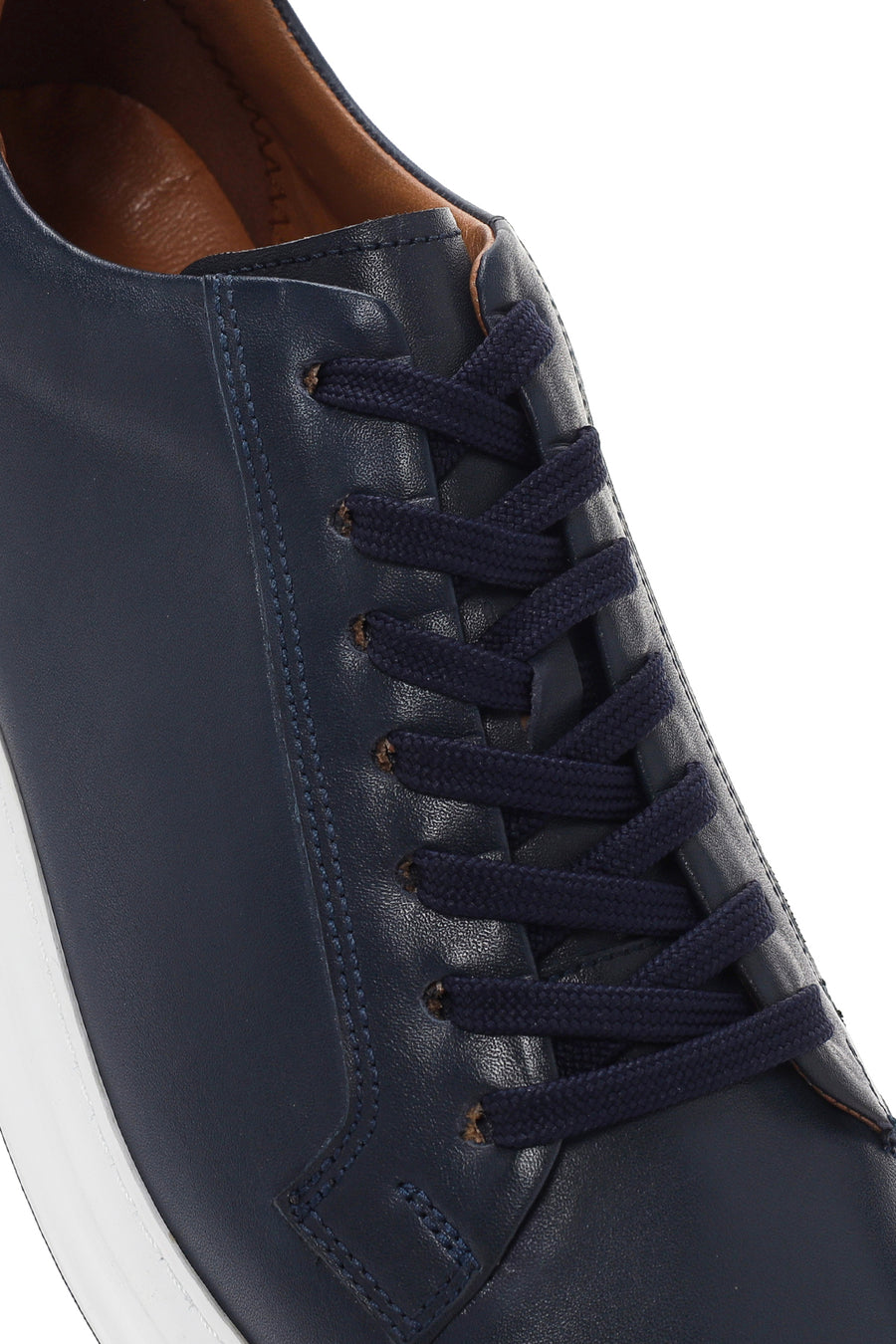 Men's Navy Blue Lace-Up Leather Sneaker
