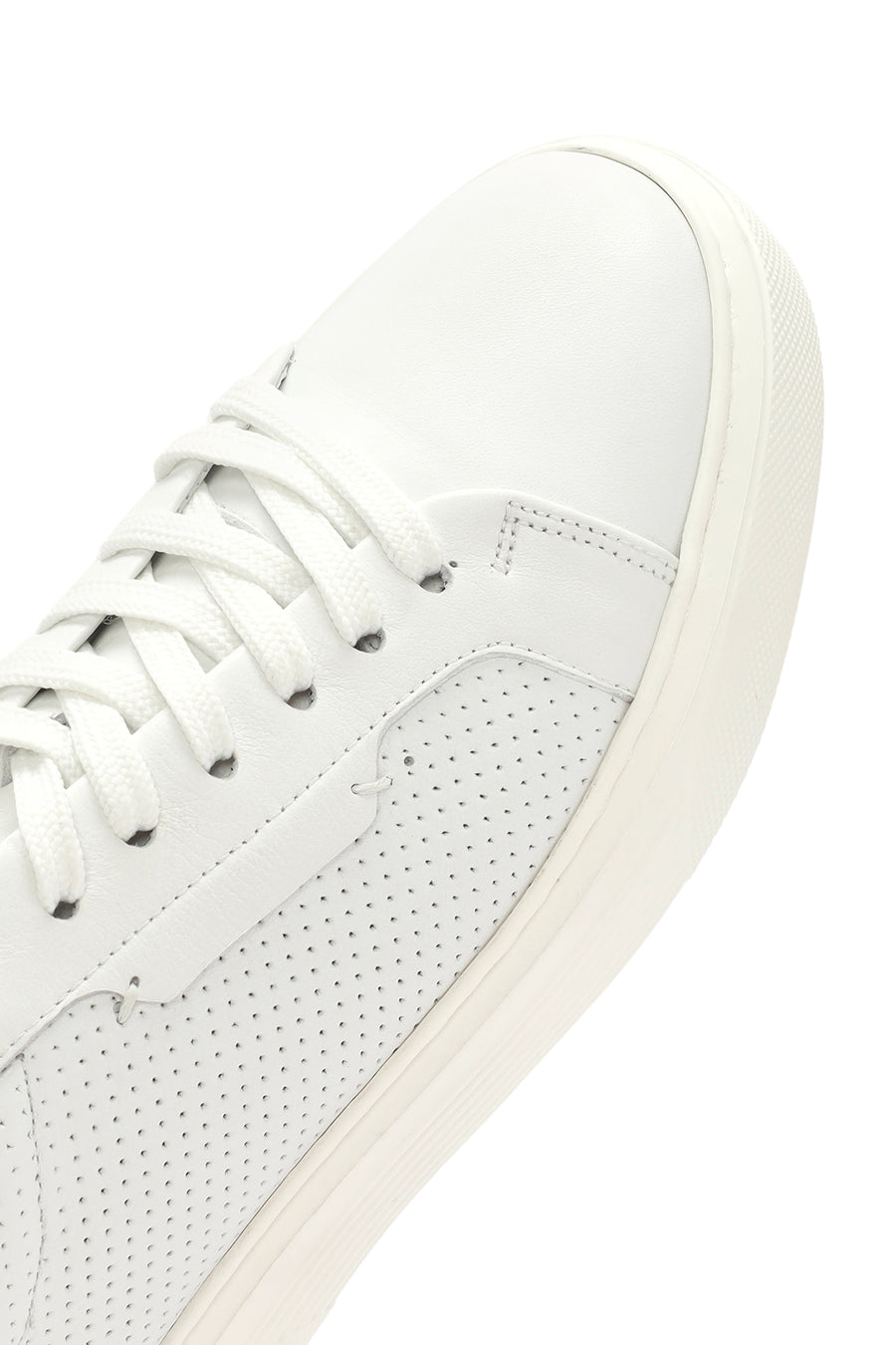 Erkek Beyaz Bağcıklı Deri Sneaker