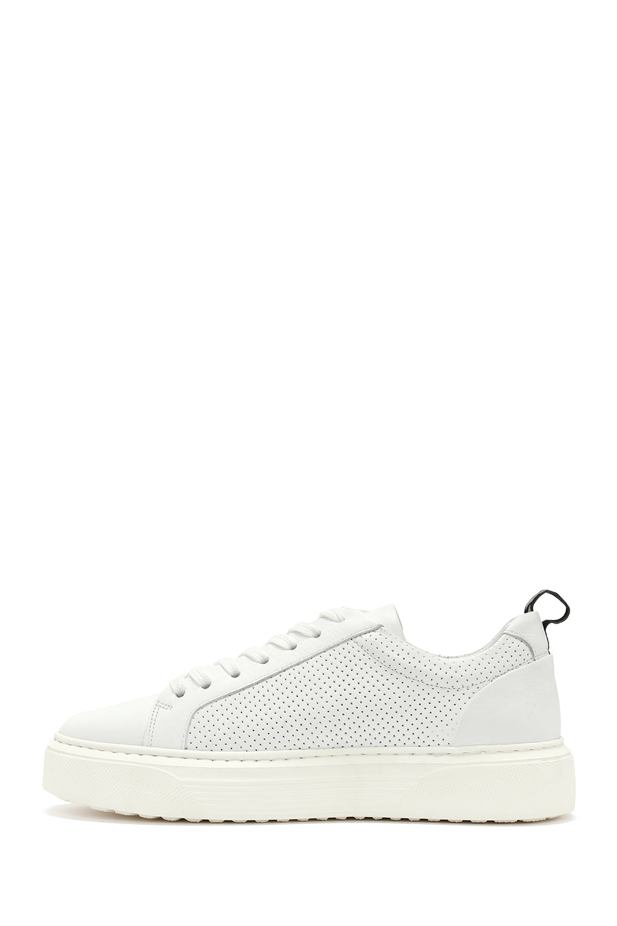 Erkek Beyaz Bağcıklı Deri Sneaker
