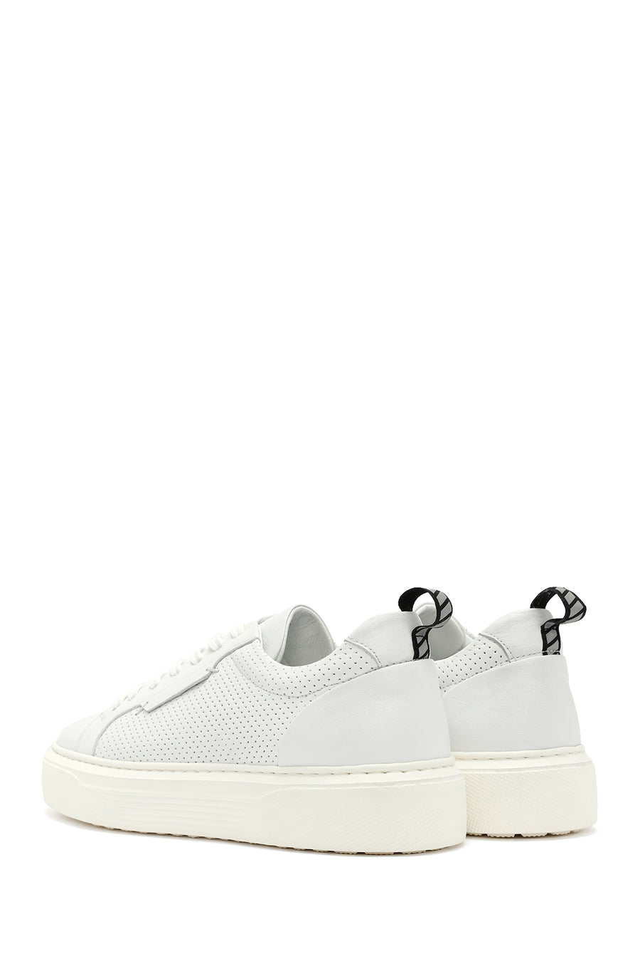 Erkek Beyaz Bağcıklı Deri Sneaker