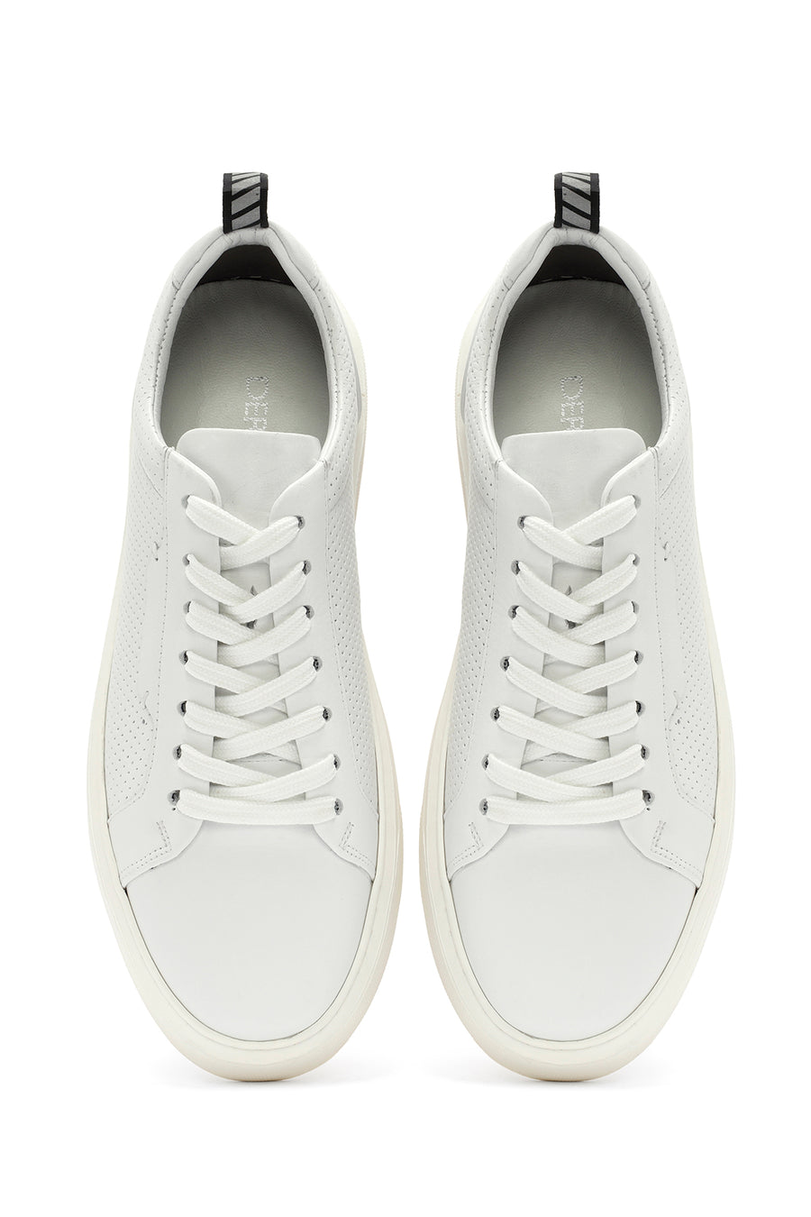 Erkek Beyaz Bağcıklı Deri Sneaker