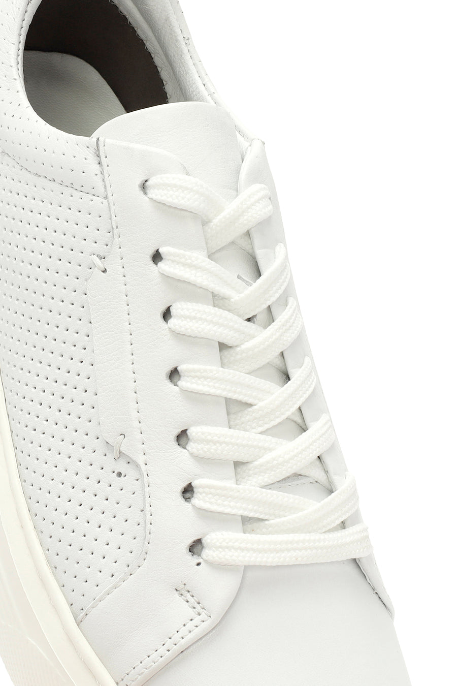 Erkek Beyaz Bağcıklı Deri Sneaker
