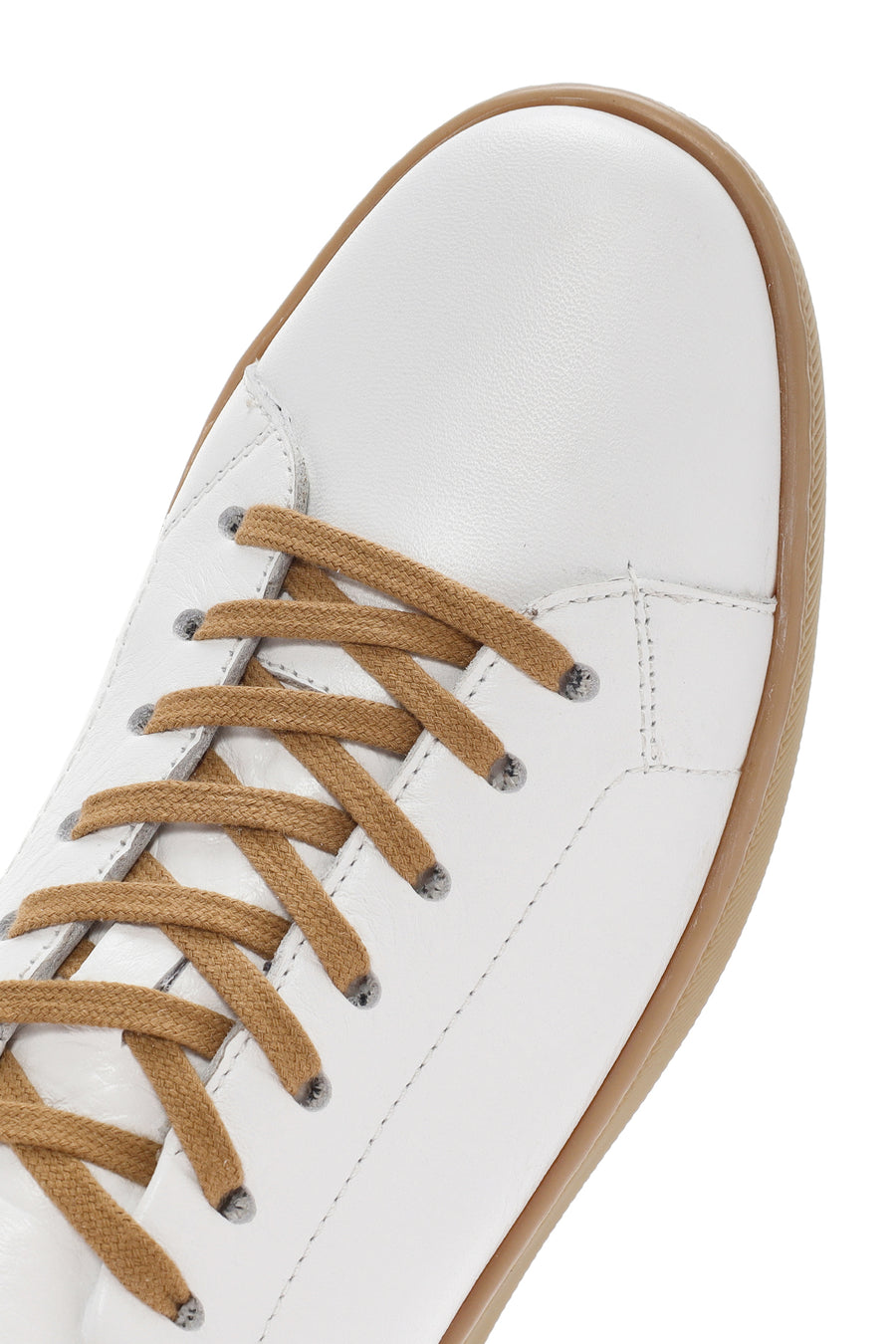 Men's White Lace-up Leather Sneaker