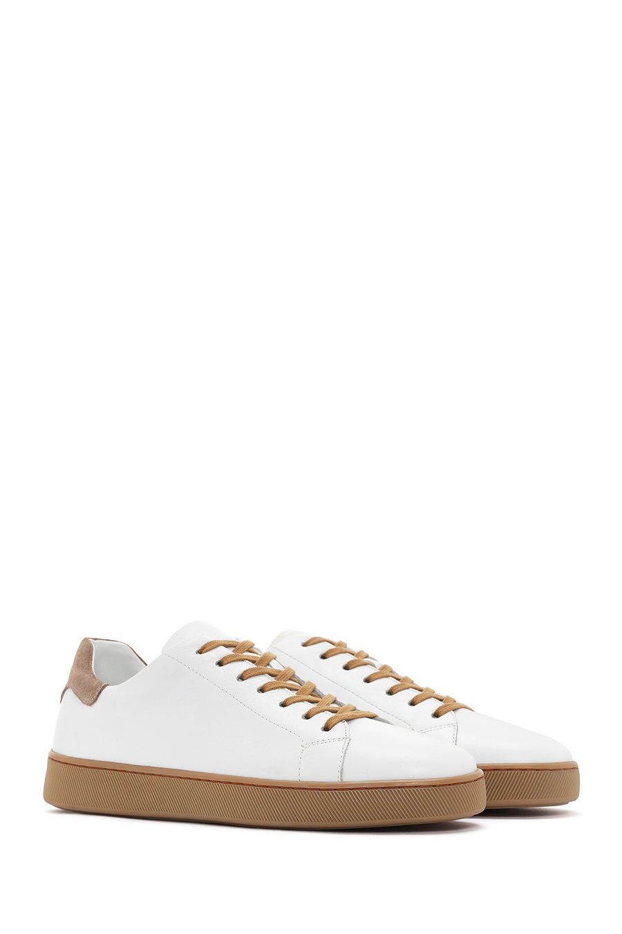 Men's White Lace-up Leather Sneaker