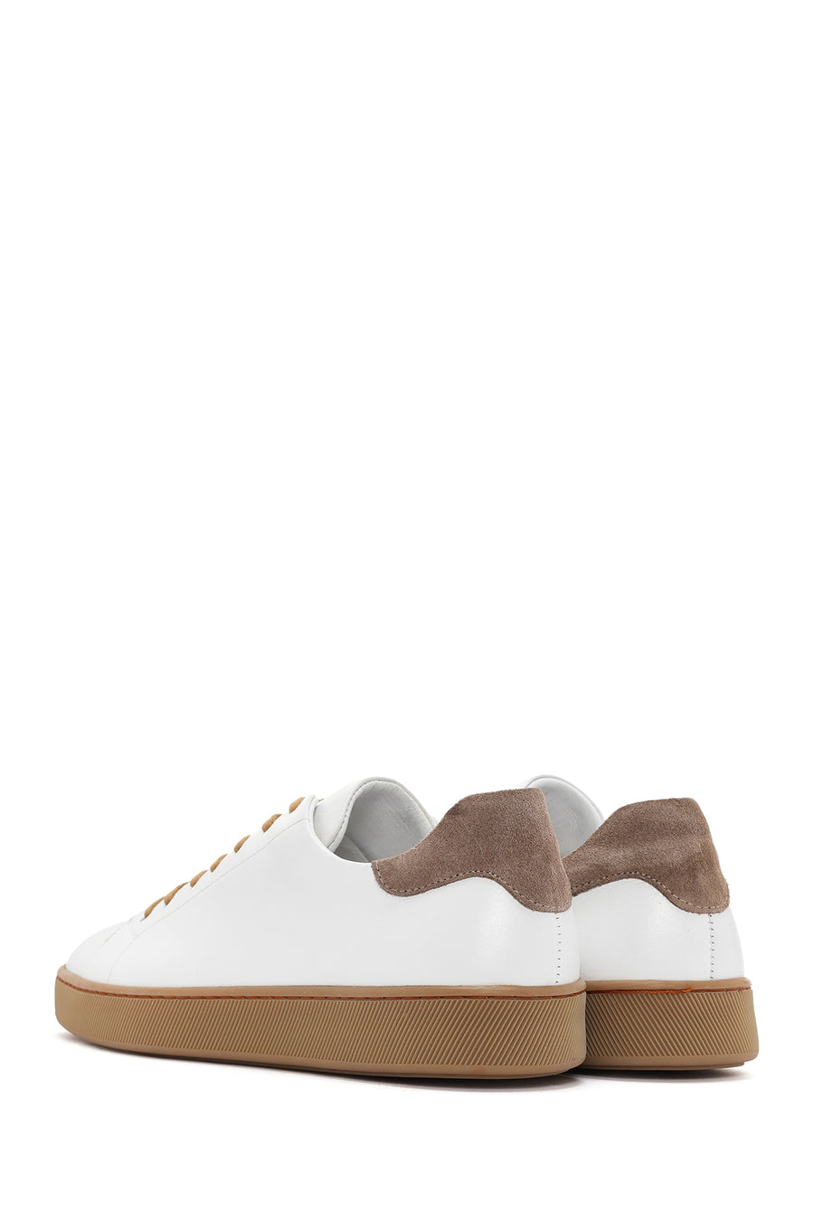 Men's White Lace-up Leather Sneaker