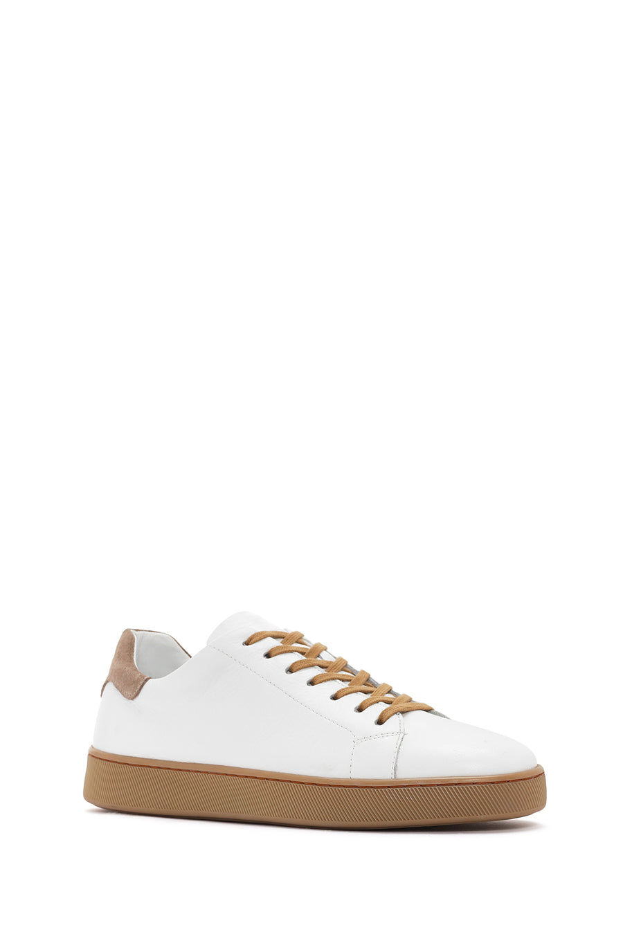 Men's White Lace-up Leather Sneaker