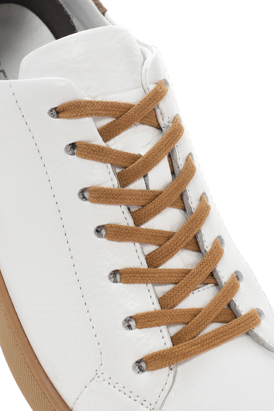 Men's White Lace-up Leather Sneaker