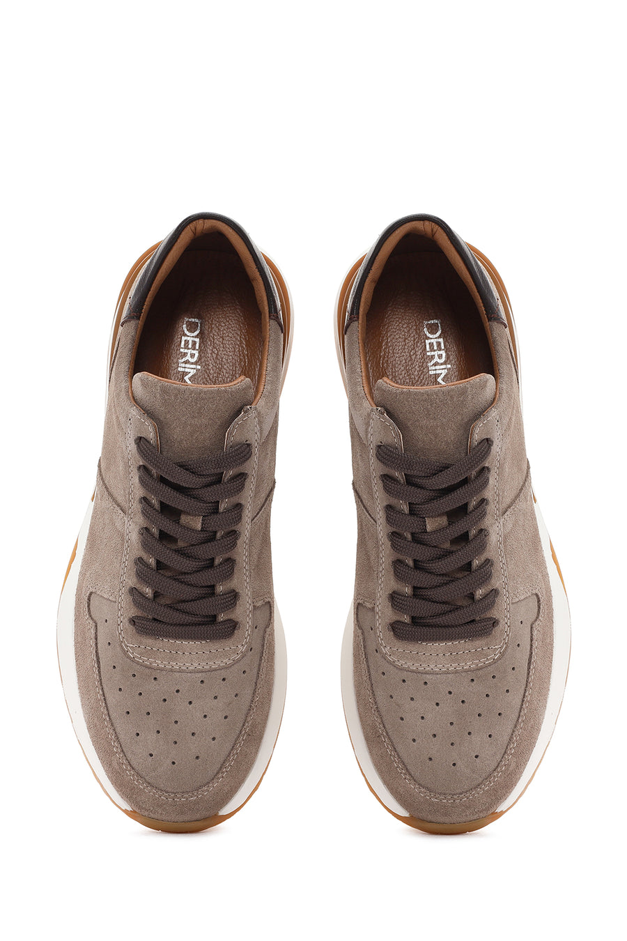 Erkek Vizon Bağcıklı Süet Deri Sneaker