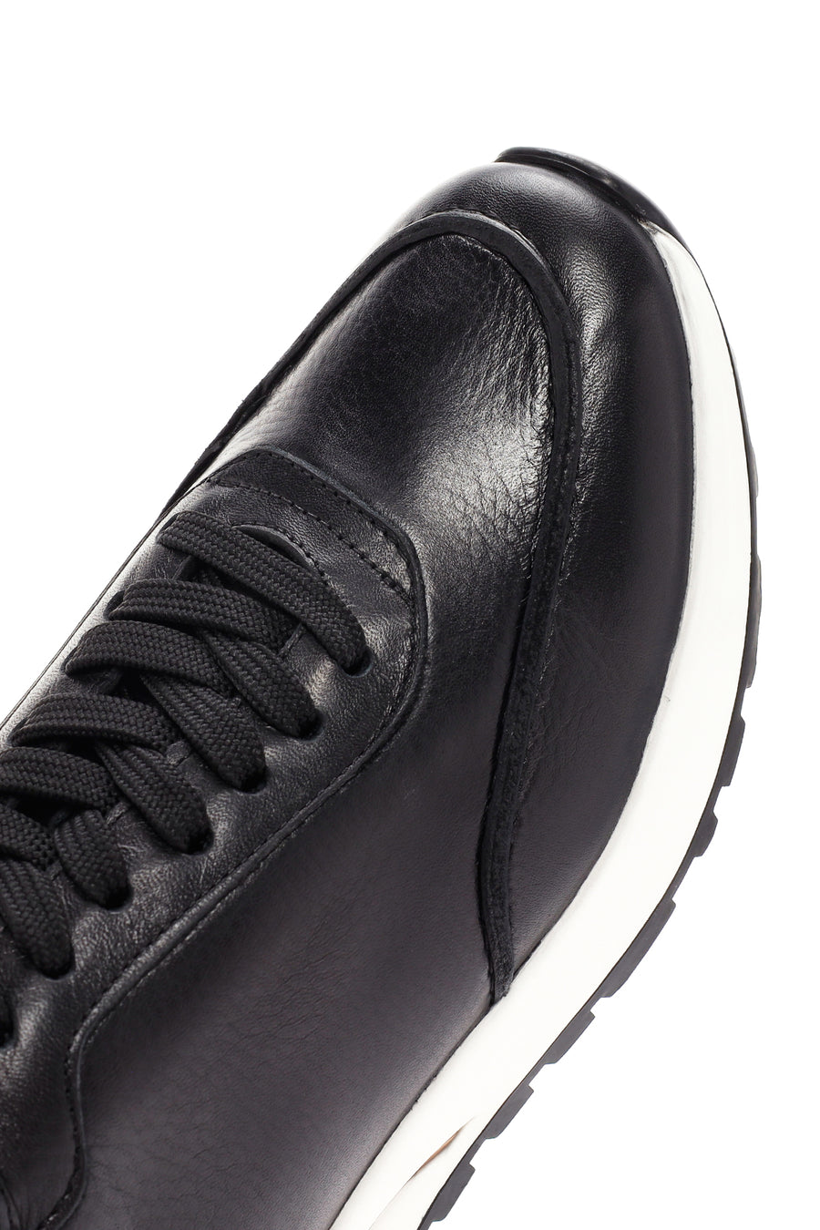 Men's Black Lace-up Leather Sneaker