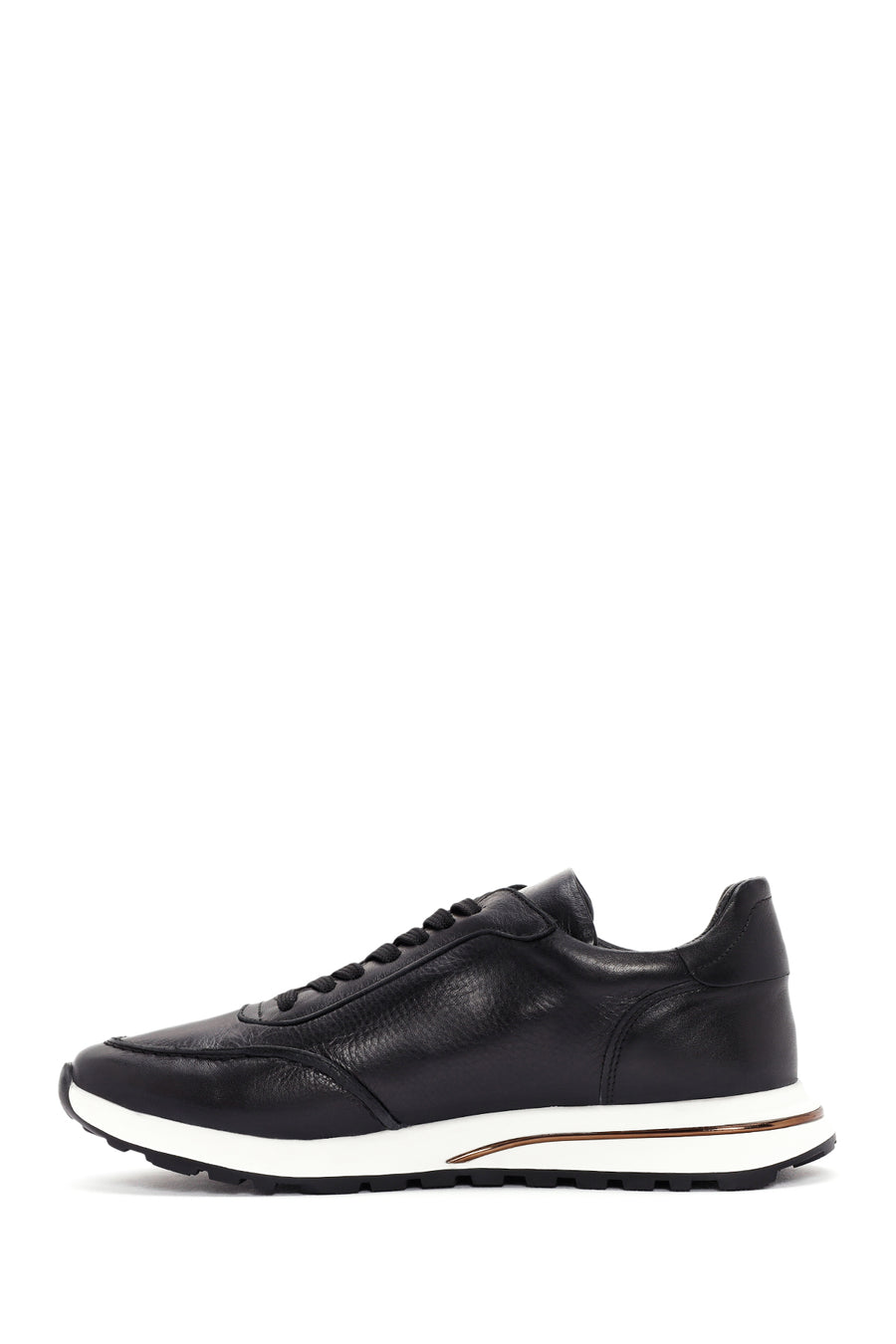Men's Black Lace-up Leather Sneaker