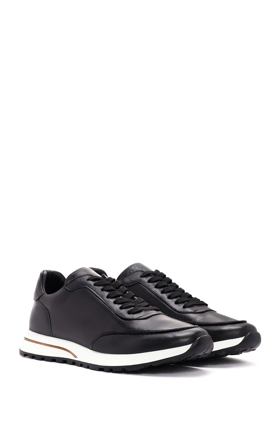 Men's Black Lace-up Leather Sneaker