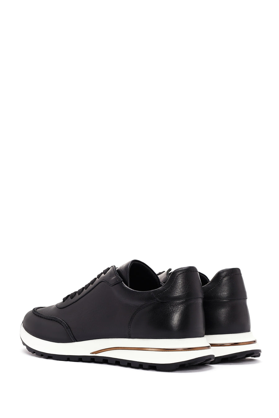 Men's Black Lace-up Leather Sneaker