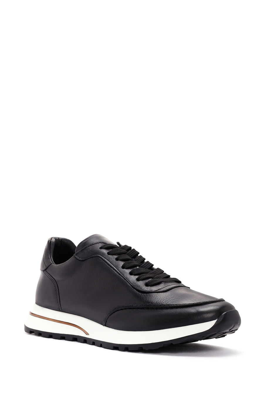 Men's Black Lace-up Leather Sneaker