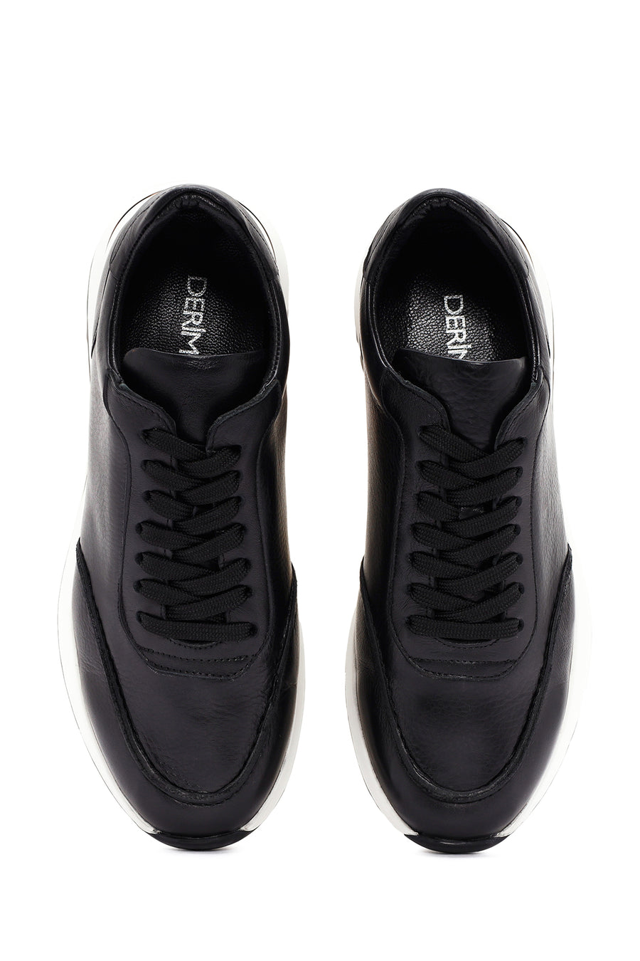 Men's Black Lace-up Leather Sneaker