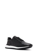 Men's Black Lace-up Thick-Sole Leather Sneaker | Derimod