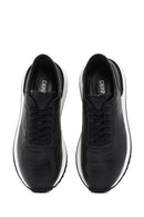 Men's Black Lace-up Thick-Sole Leather Sneaker | Derimod