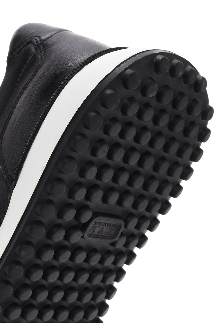 Men's Black Lace-up Thick-Sole Leather Sneaker