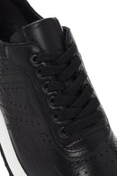 Men's Black Lace-up Thick-Sole Leather Sneaker | Derimod