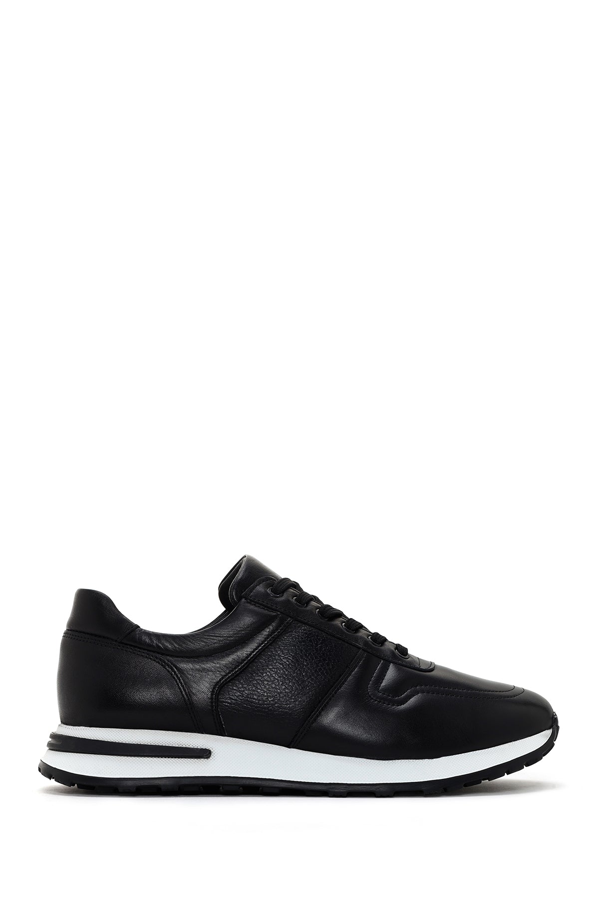 Men's Black Thick Soled Leather Sneaker 24SFD641818 | Derimod