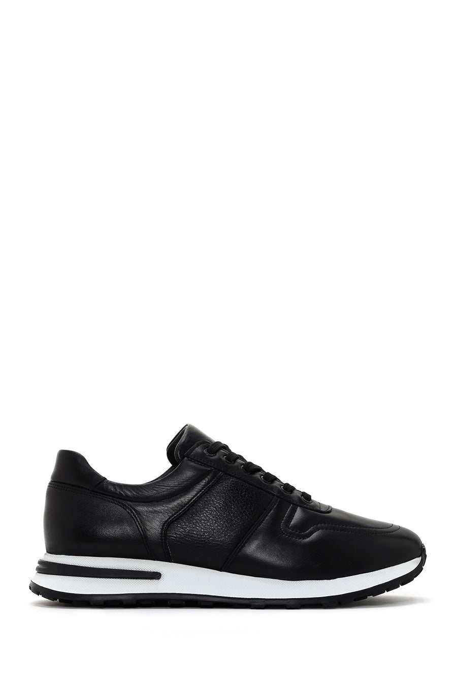 Men's Black Thick Soled Leather Sneaker 24SFD641818 | Derimod